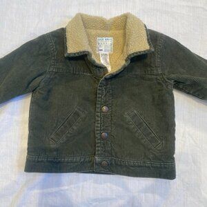 Old Navy Baby Toddler Size 18-24 M Corduroy Green    Sherpa Coat
